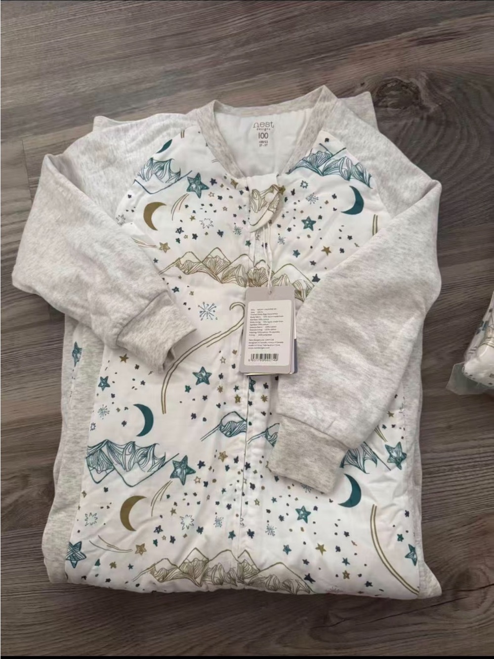 Nest Designs 100 2T-3T Bamboo Muslin Raglan Long Sleeve Footed Sleep Bag 2.5 TOG